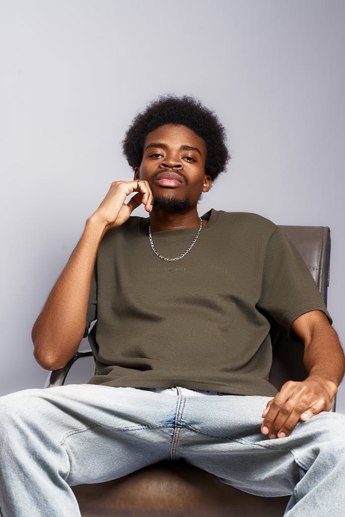 Handsome African Model, Afro, t shirt chair